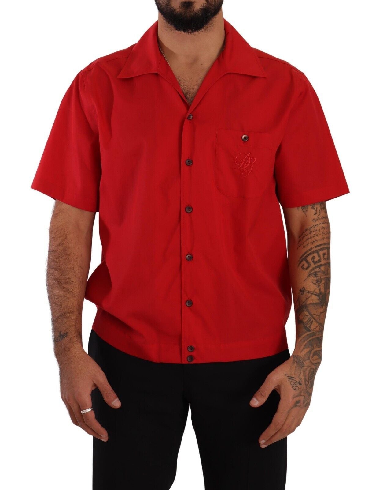 Dolce & Gabbana Radiant Red Cotton Button-Down Shirt