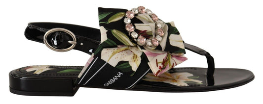 Dolce & Gabbana Floral Crystal-Embellished Silk Slide Sandals