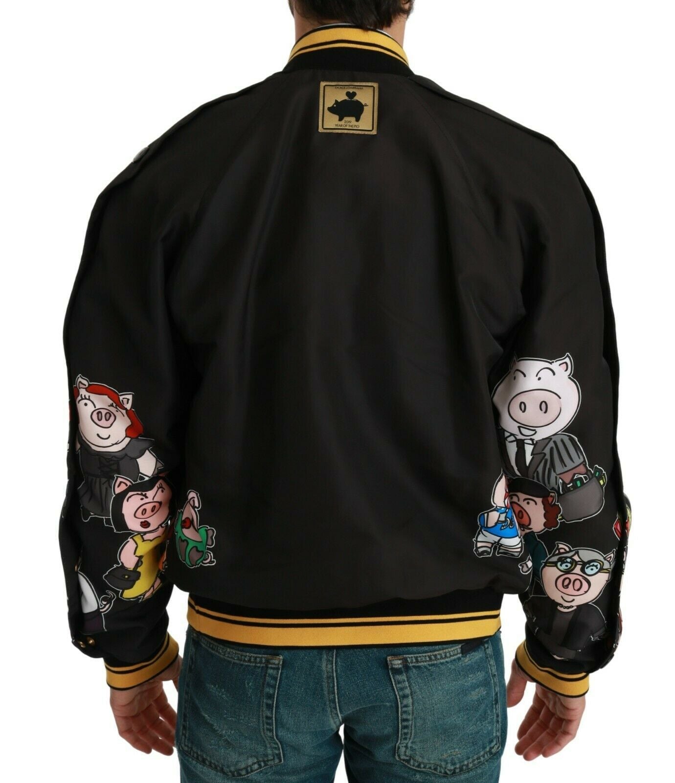 Dolce & Gabbana Black YEAR OF THE PIG Bomber Jacket