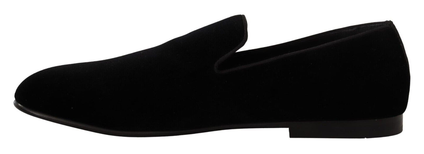 Dolce & Gabbana Elegant Black Velvet Loafers