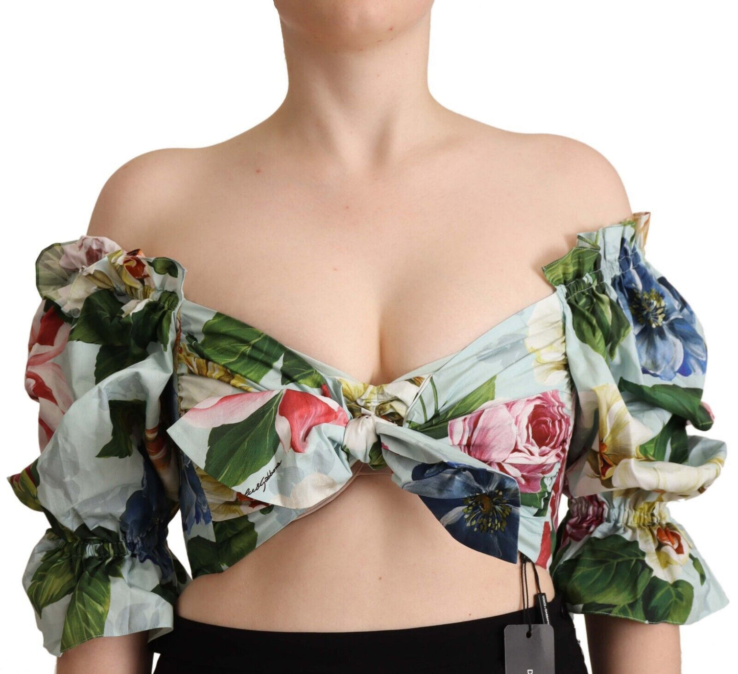 Dolce & Gabbana Chic Floral Open-Shoulder Crop Top