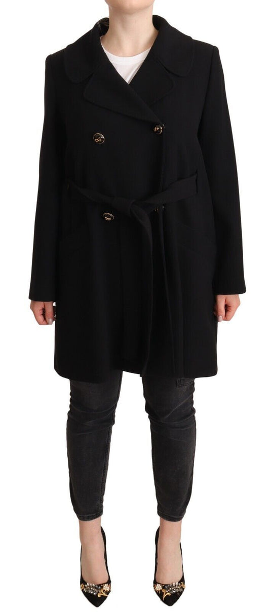 Dolce & Gabbana Chic Double Breasted Black Coat