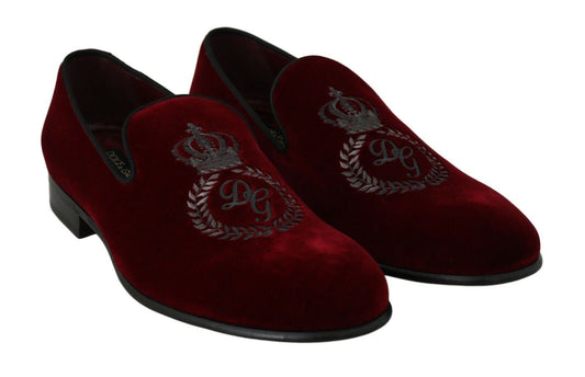 Dolce & Gabbana Elegant Bordeaux Velvet Loafers