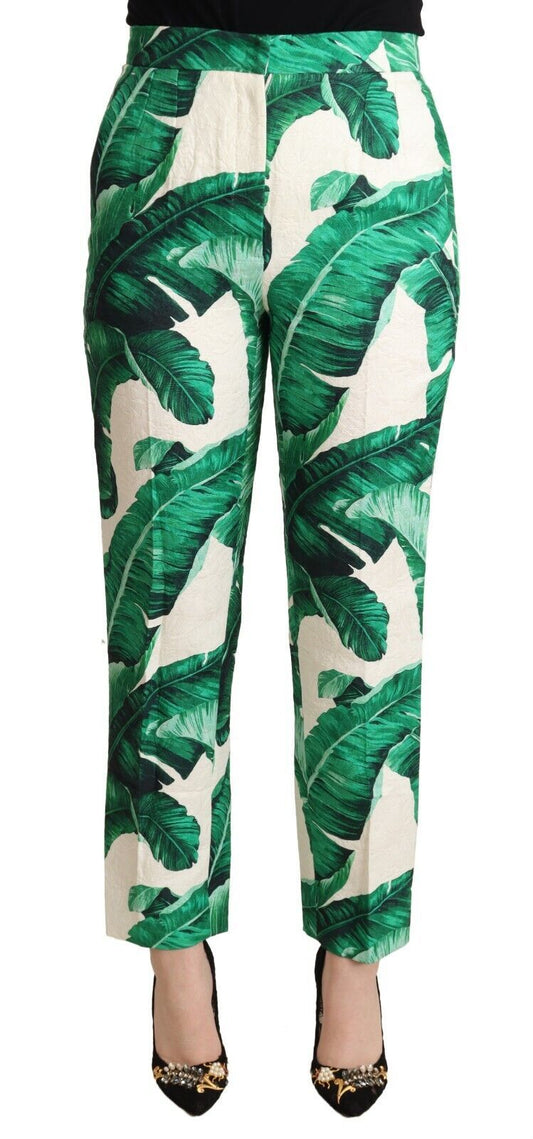 Dolce & Gabbana Elegant High Waist Leaf Print Trousers