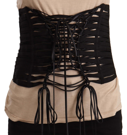 Dolce & Gabbana Black Interlaced Corset Polyester Waist Top