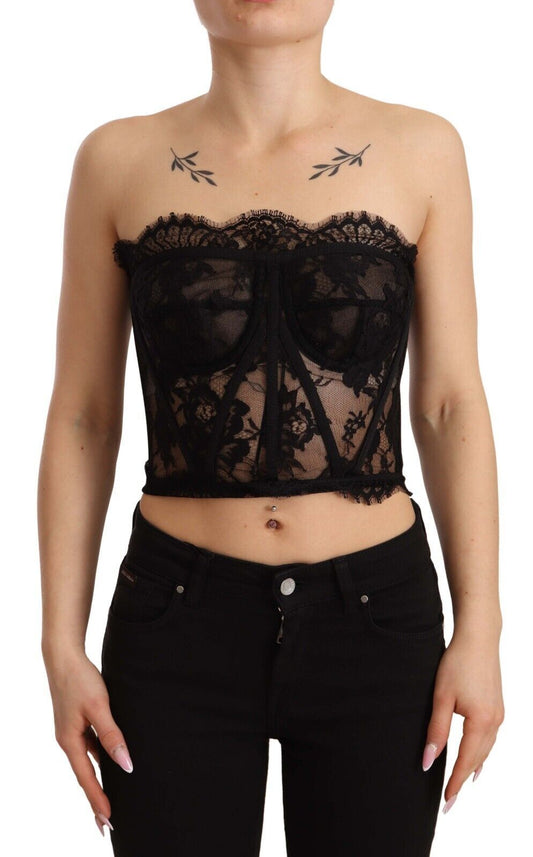 Dolce & Gabbana Elegant Black Cotton Blend Corset Top