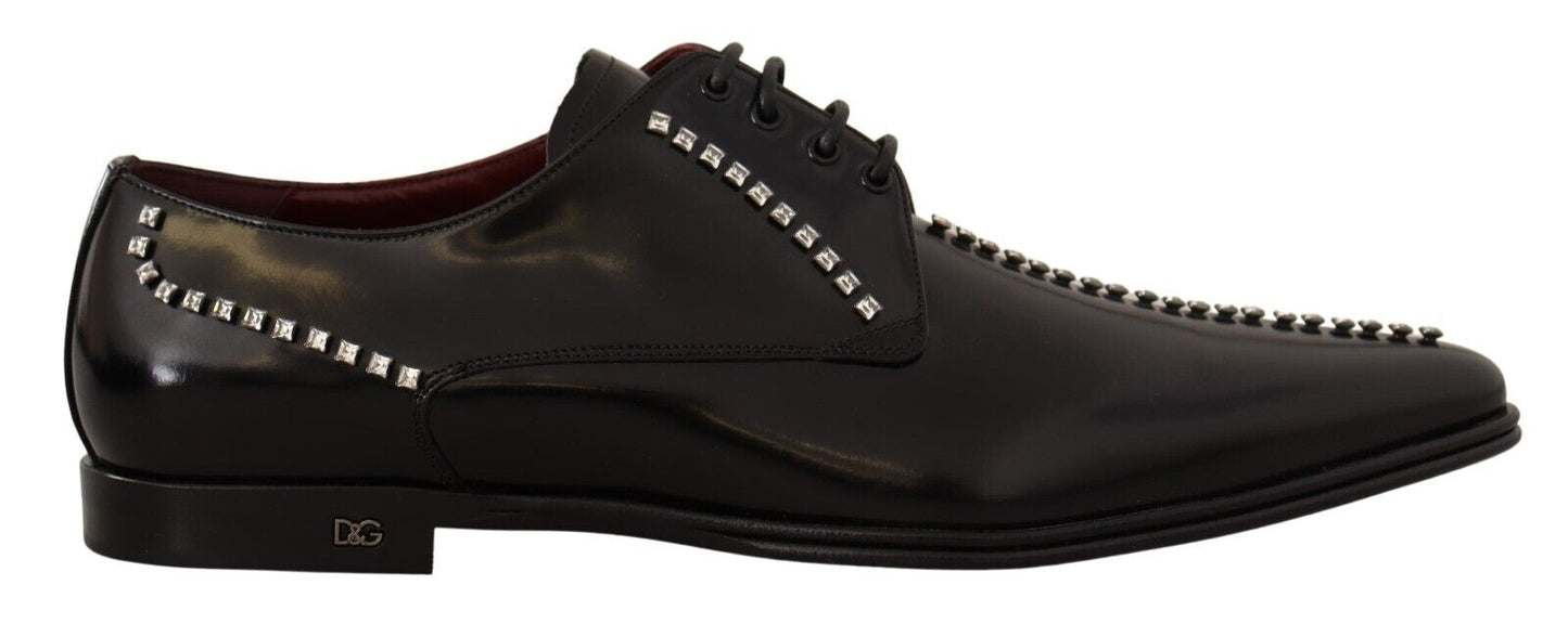 Dolce & Gabbana Elegant Crystal-Embellished Leather Dress Shoes