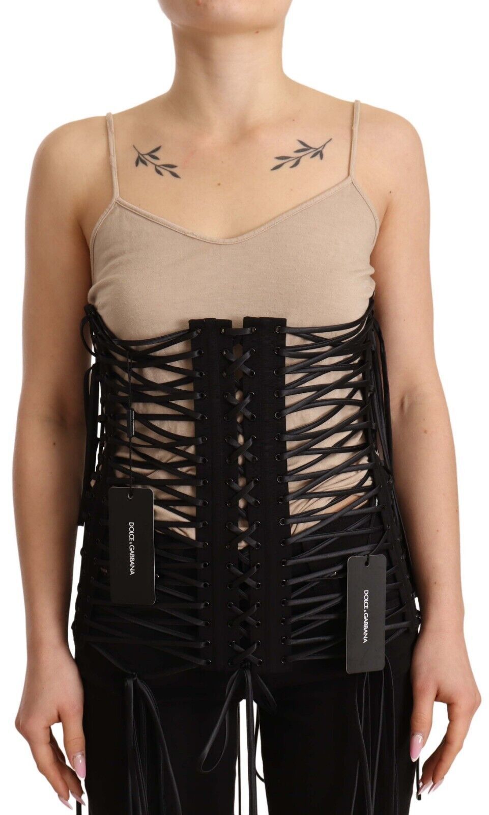 Dolce & Gabbana Chic Black Corset Top With Double Zip Closure