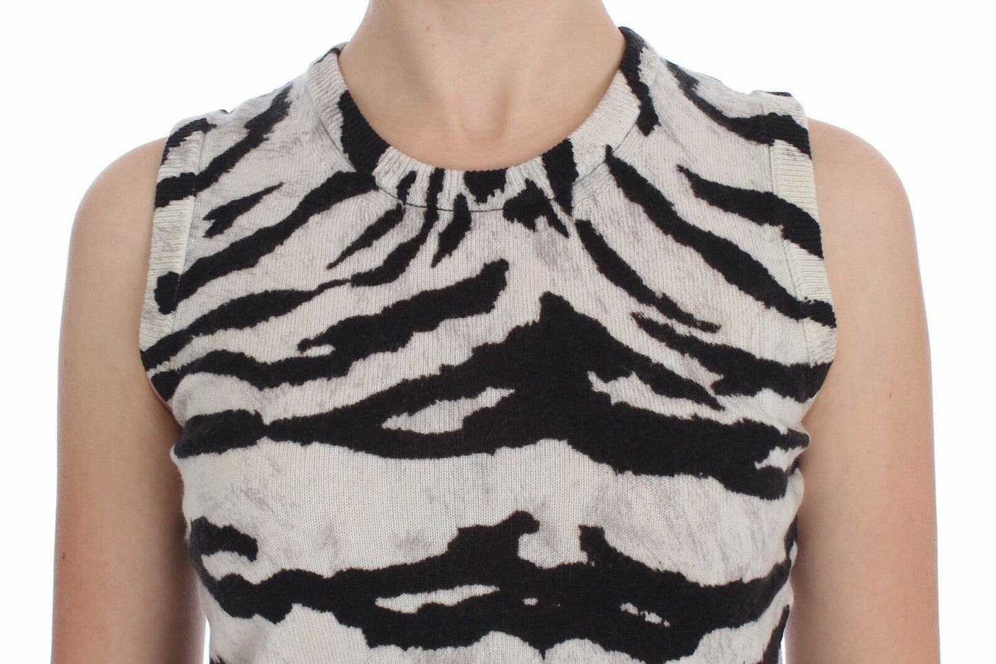 Dolce & Gabbana Zebra Print Cashmere Sleeveless Top