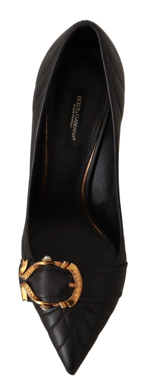 Dolce & Gabbana Elegant Leather Pumps with Brass Buckle