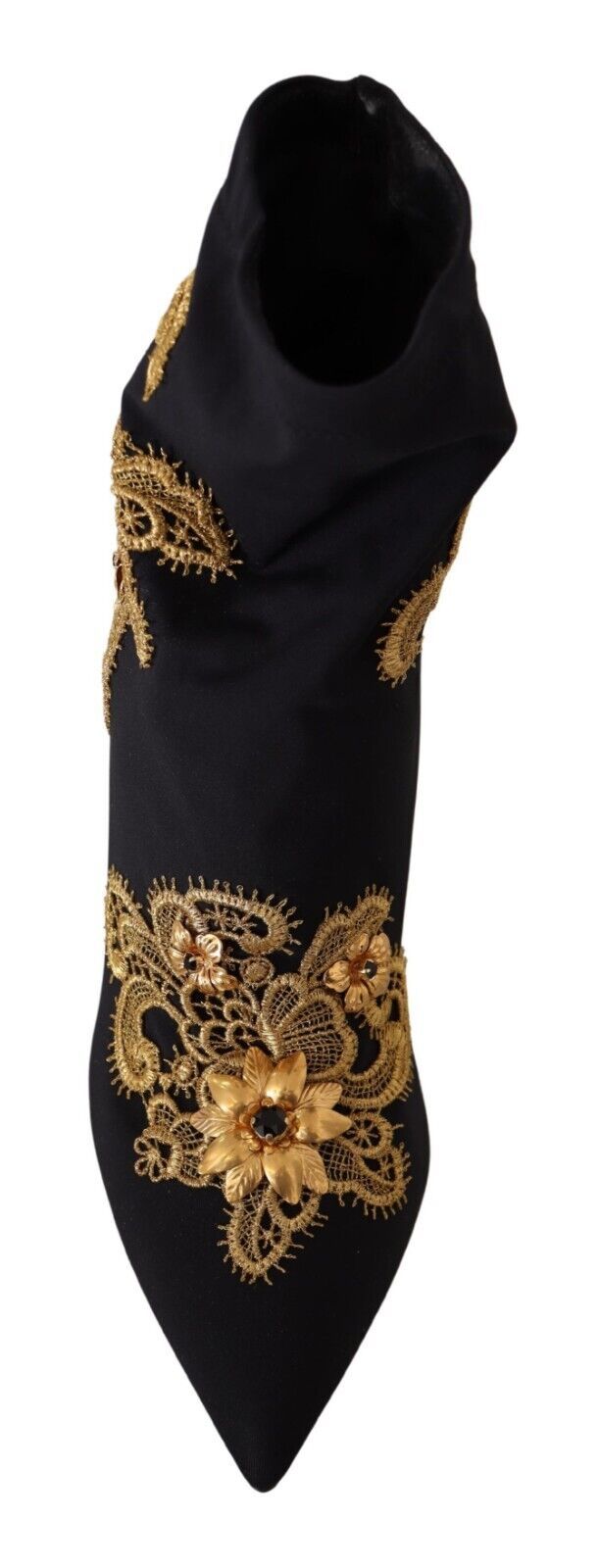 Dolce & Gabbana Elegant Floral Lace Trim Mid Calf Boots