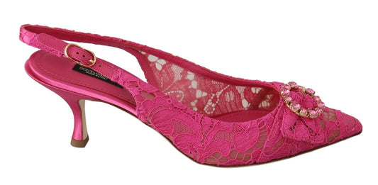 Dolce & Gabbana Elegant Pink Lace Slingback Heels