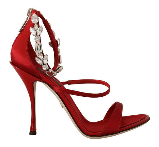 Dolce & Gabbana Crystal-Embellished Red Heeled Sandals