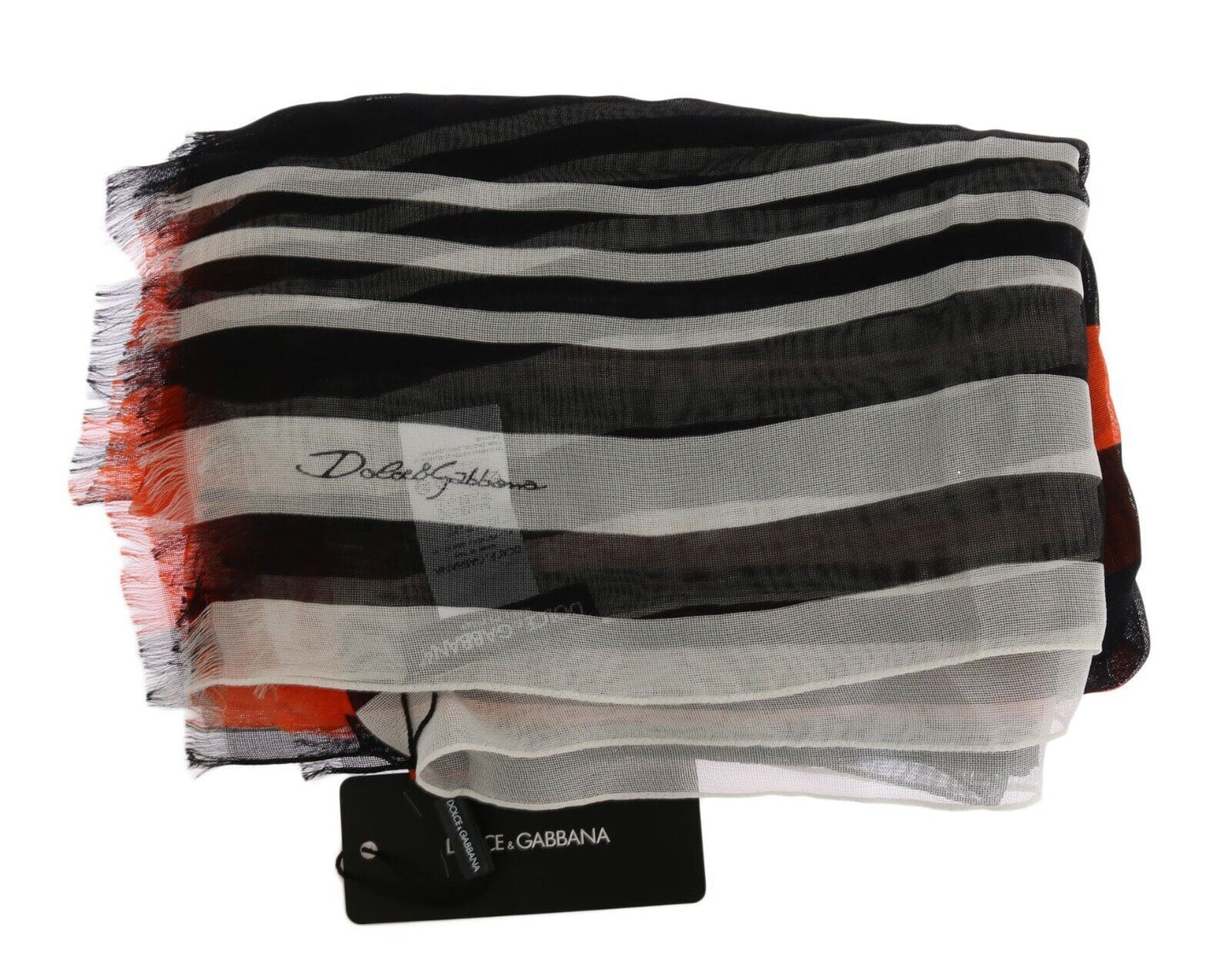 Dolce & Gabbana Multicolor Striped Silk Shawl Fringes Scarf