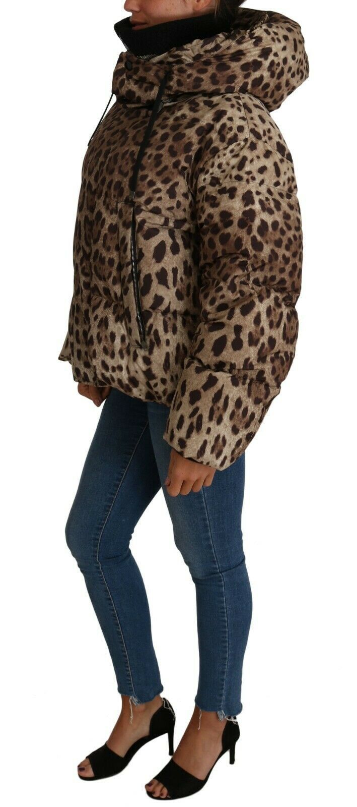 Dolce & Gabbana Elegant Leopard Print Puffer Coat