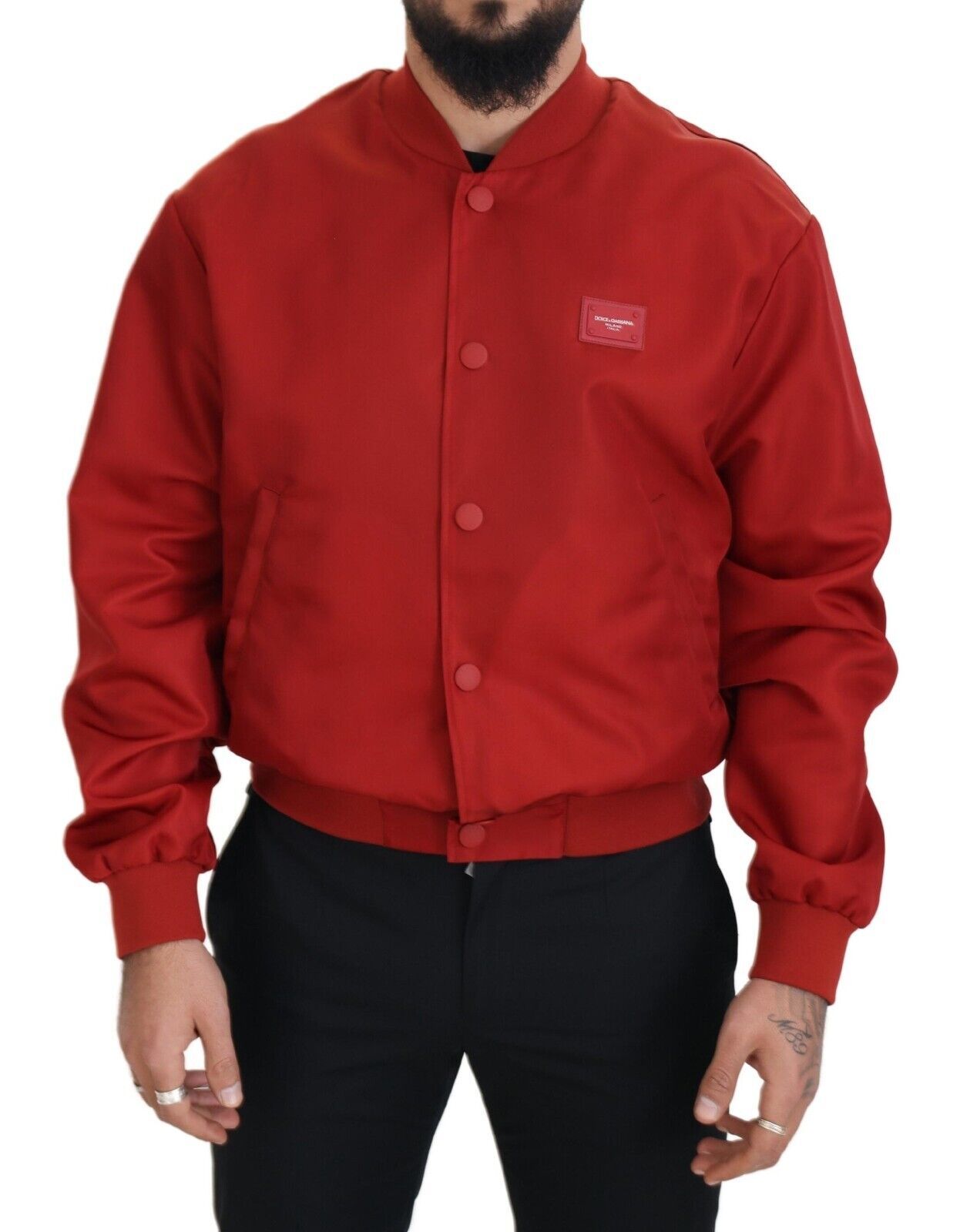 Dolce & Gabbana Radiant Red Nylon Bomber Jacket