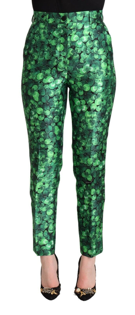 Dolce & Gabbana Emerald Envy Tapered Silk Pants