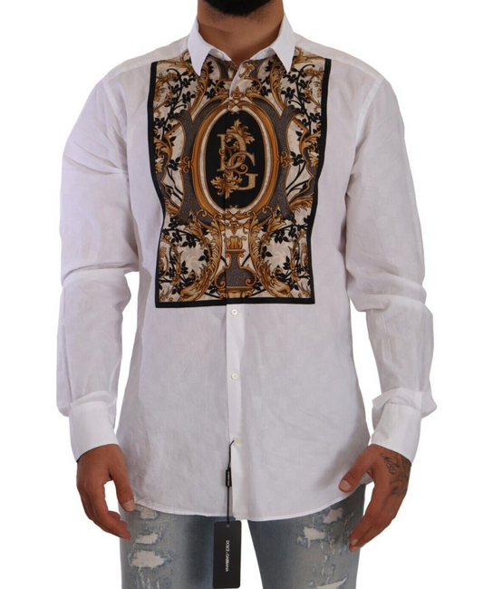 Dolce & Gabbana Elegant White Slim Fit Tuxedo Shirt