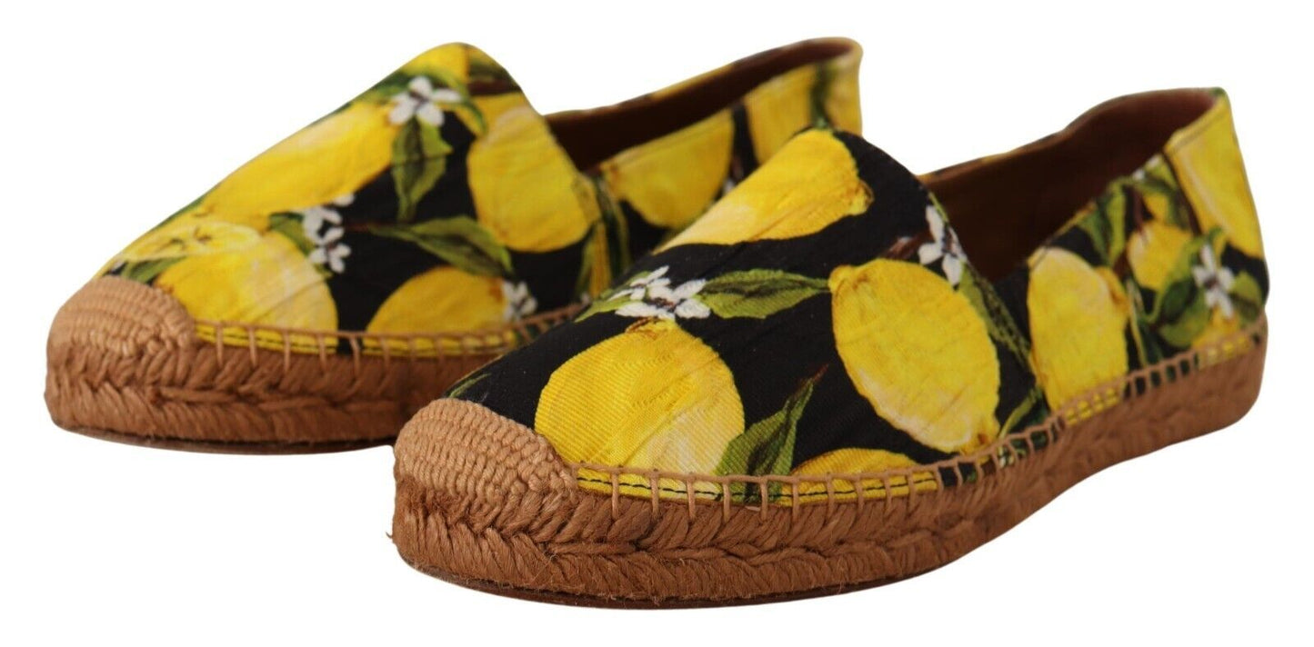 Dolce & Gabbana Chic Lemon Print Espadrilles Flats