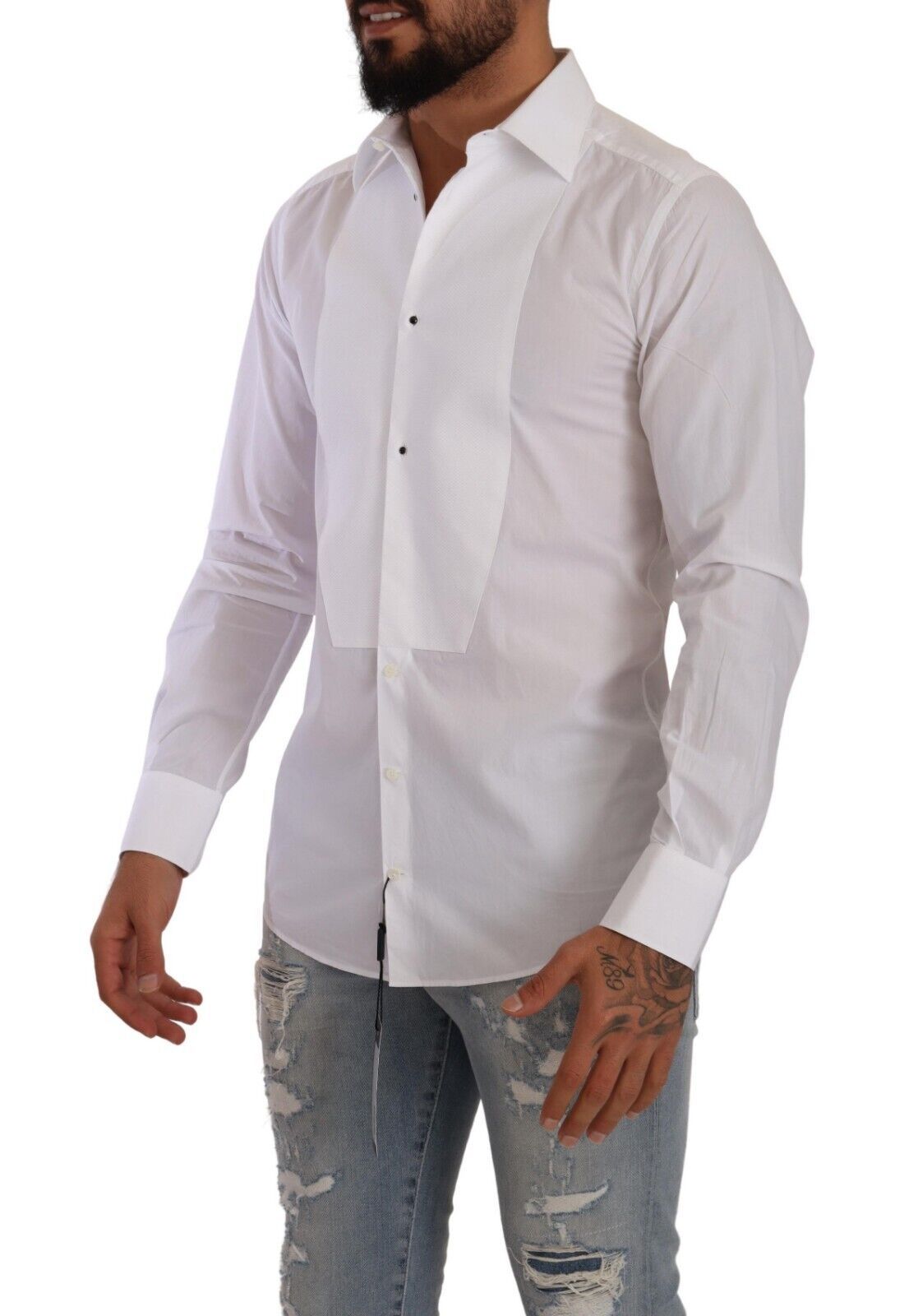 Dolce & Gabbana Elegant White Cotton Poplin Slim Fit Shirt