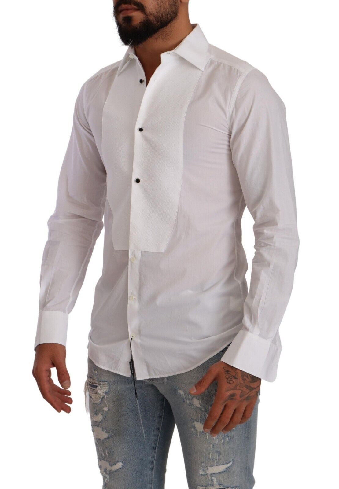 Dolce & Gabbana Elegant White Cotton Poplin Dress Shirt