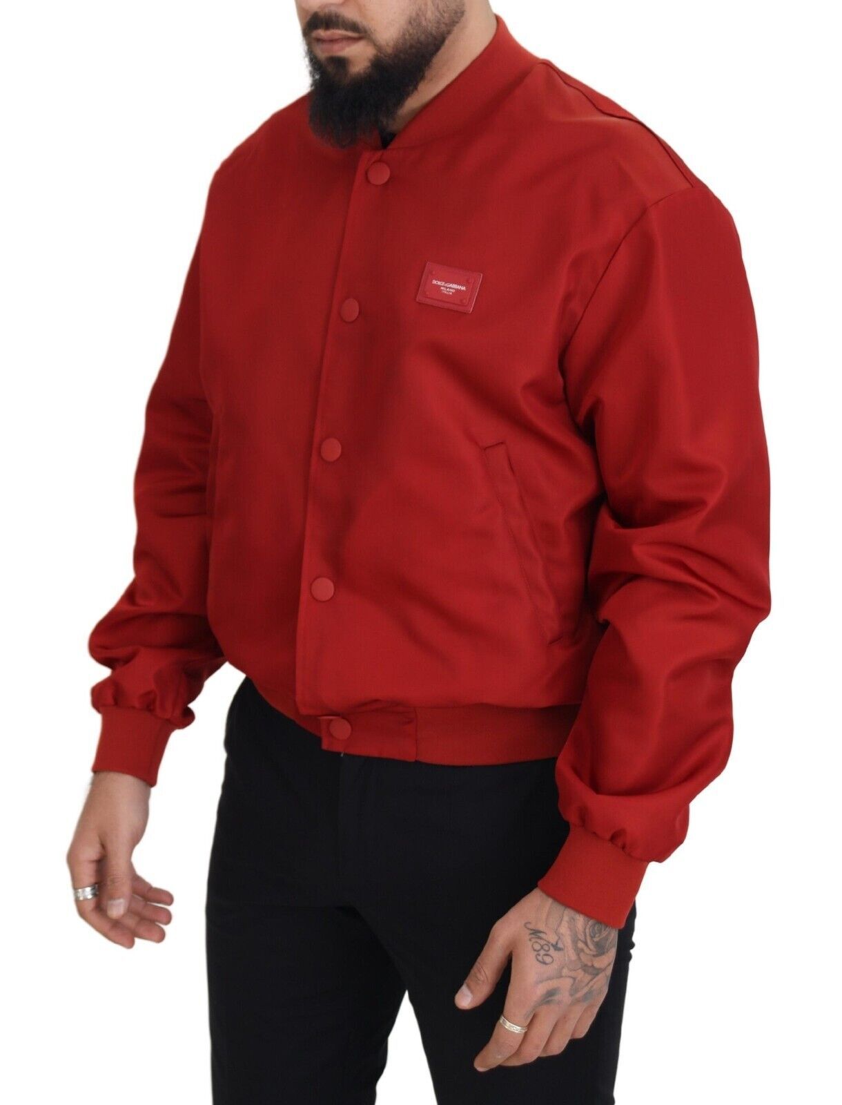 Dolce & Gabbana Radiant Red Nylon Bomber Jacket