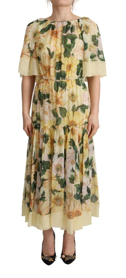 Dolce & Gabbana Elegant Floral Silk Maxi Dress