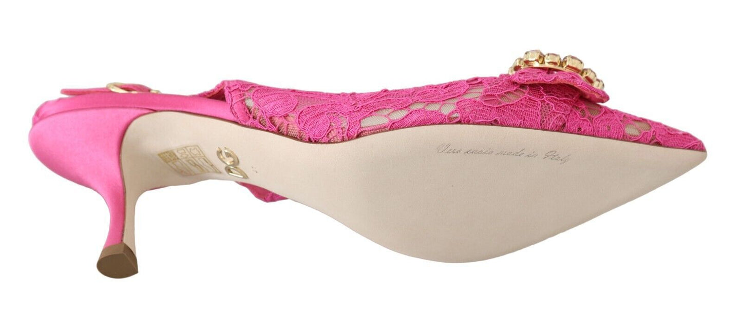 Dolce & Gabbana Elegant Pink Lace Slingback Heels