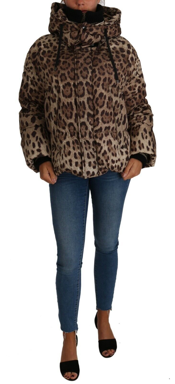 Dolce & Gabbana Elegant Leopard Print Puffer Coat