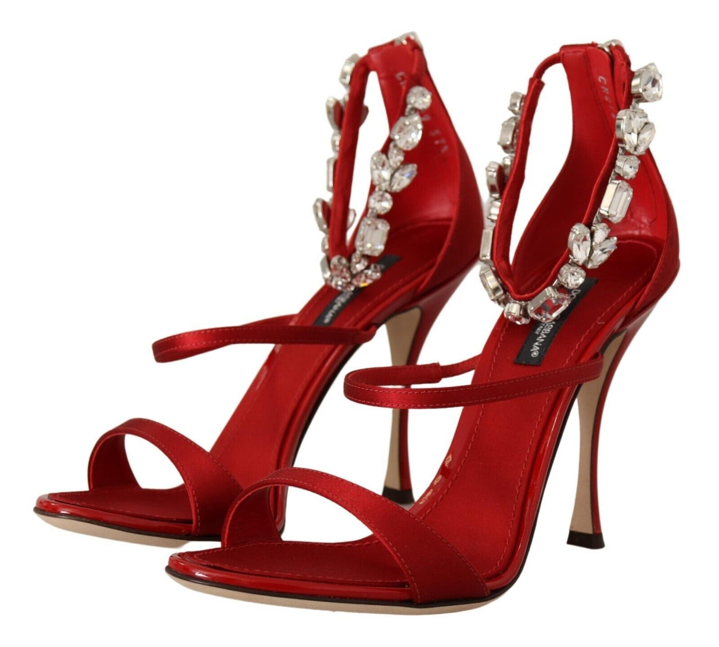 Dolce & Gabbana Crystal-Embellished Red Heeled Sandals