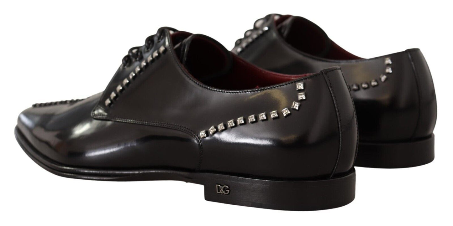 Dolce & Gabbana Elegant Crystal-Embellished Leather Dress Shoes