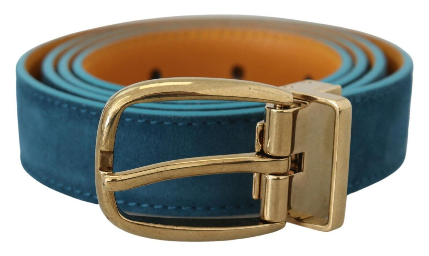 Dolce & Gabbana Elegant Blue Velvet Leather Belt