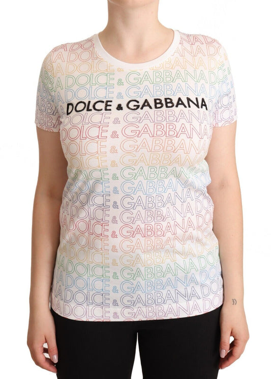 Dolce & Gabbana Chic White Logo Cotton Crewneck Tee