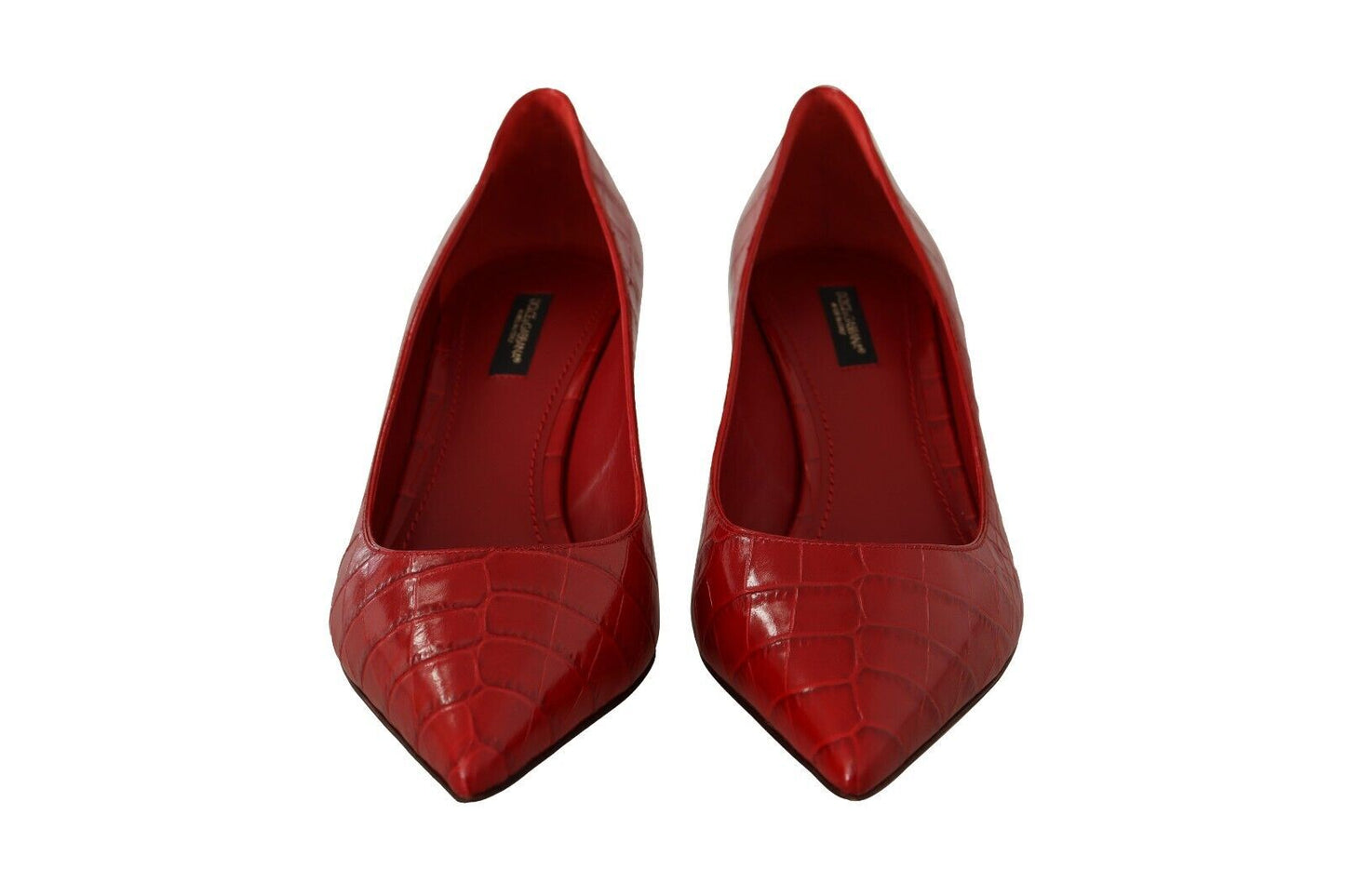 Dolce & Gabbana Elegant Red Leather Mid-Heel Pumps