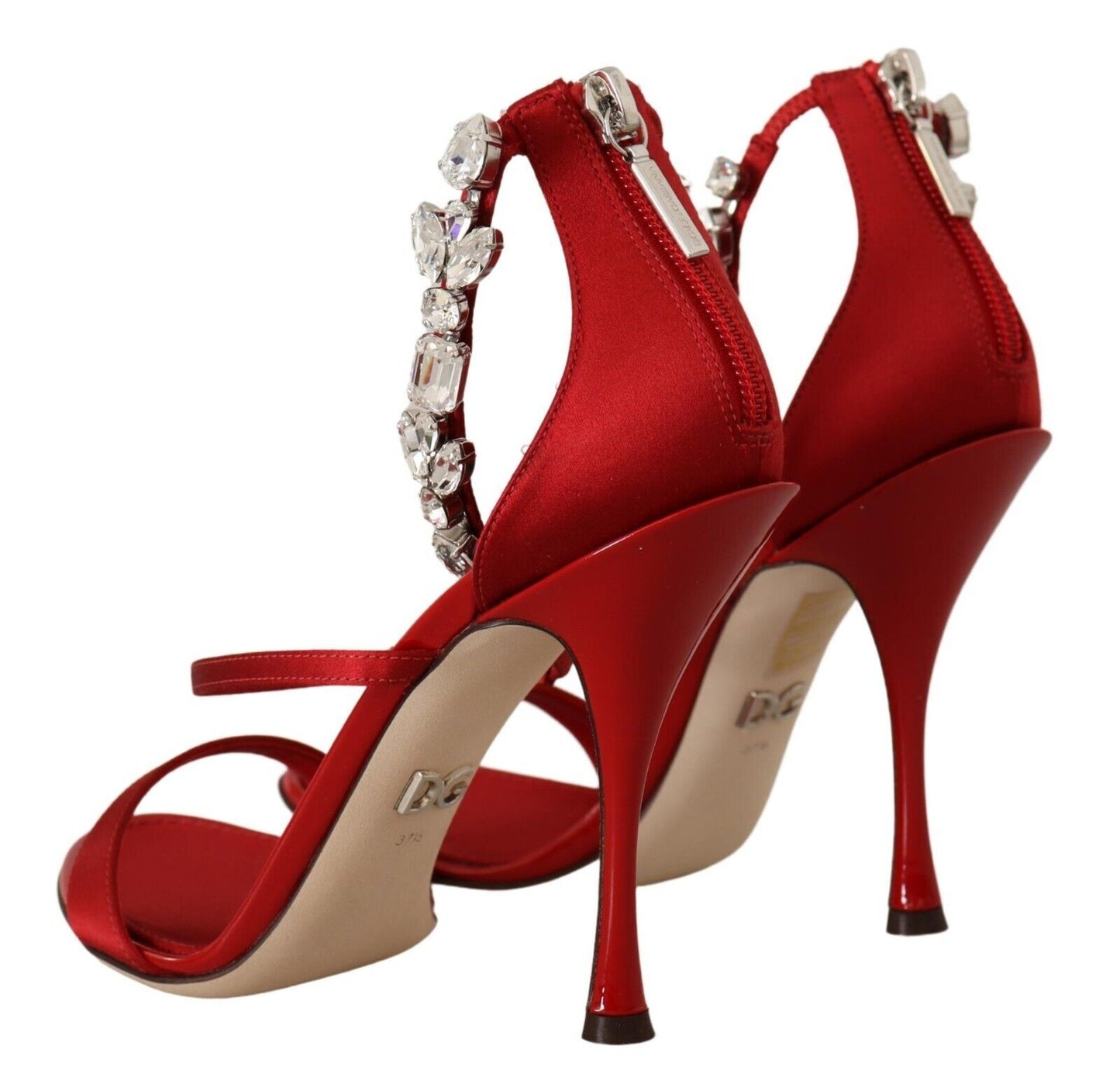 Dolce & Gabbana Crystal-Embellished Red Heeled Sandals