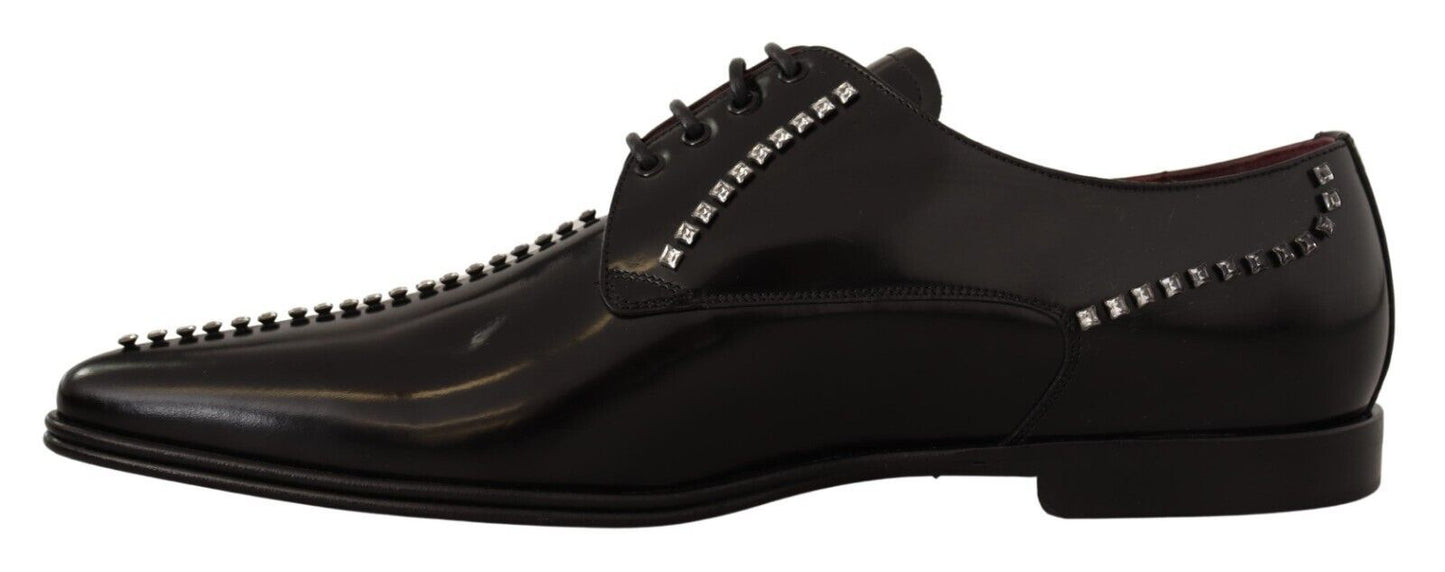 Dolce & Gabbana Elegant Crystal-Embellished Leather Dress Shoes