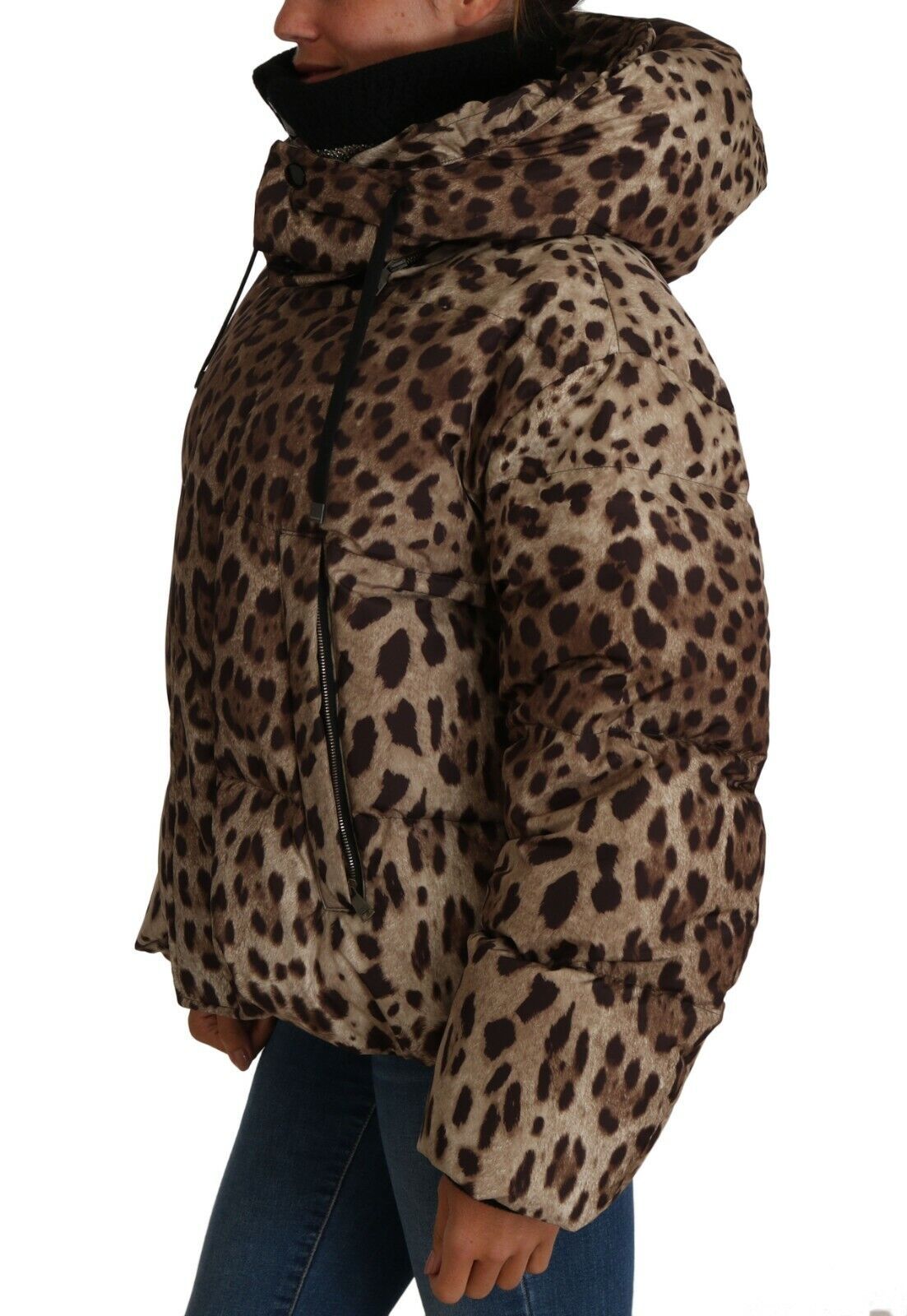 Dolce & Gabbana Elegant Leopard Print Puffer Coat