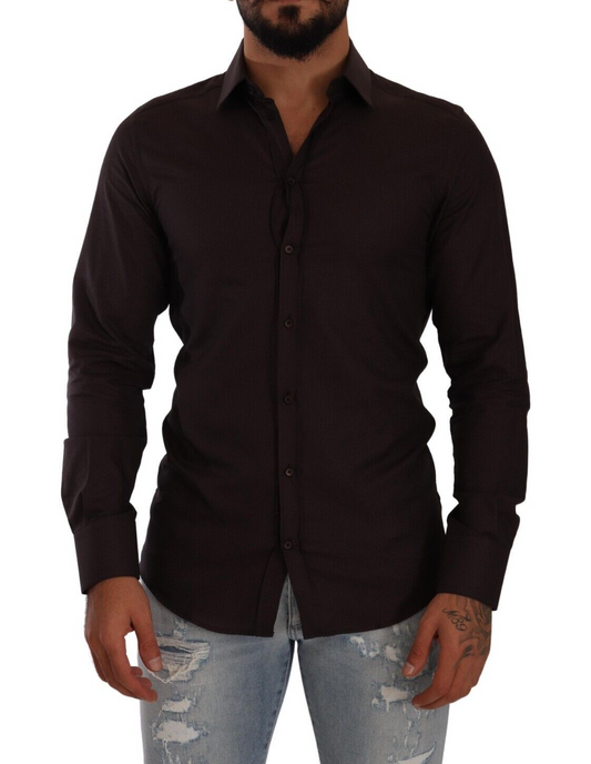 Dolce & Gabbana Elegant Burgundy Slim Fit Dress Shirt