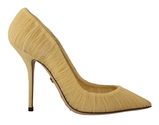 Dolce & Gabbana Radiant Yellow Tulle Mesh Heels