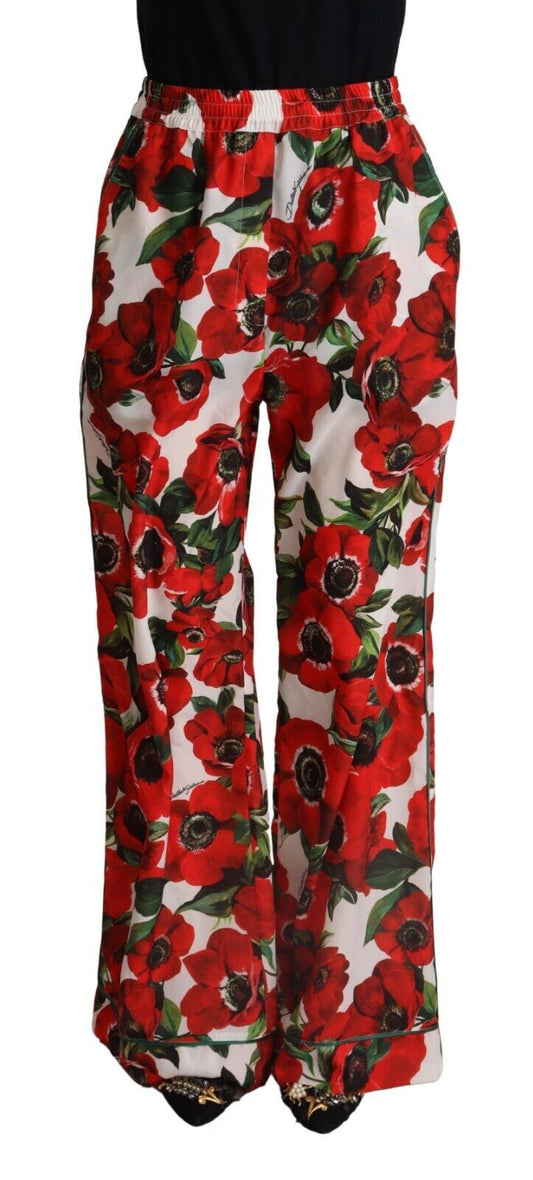 Dolce & Gabbana Elegant Anemone Print Wide Leg Pants