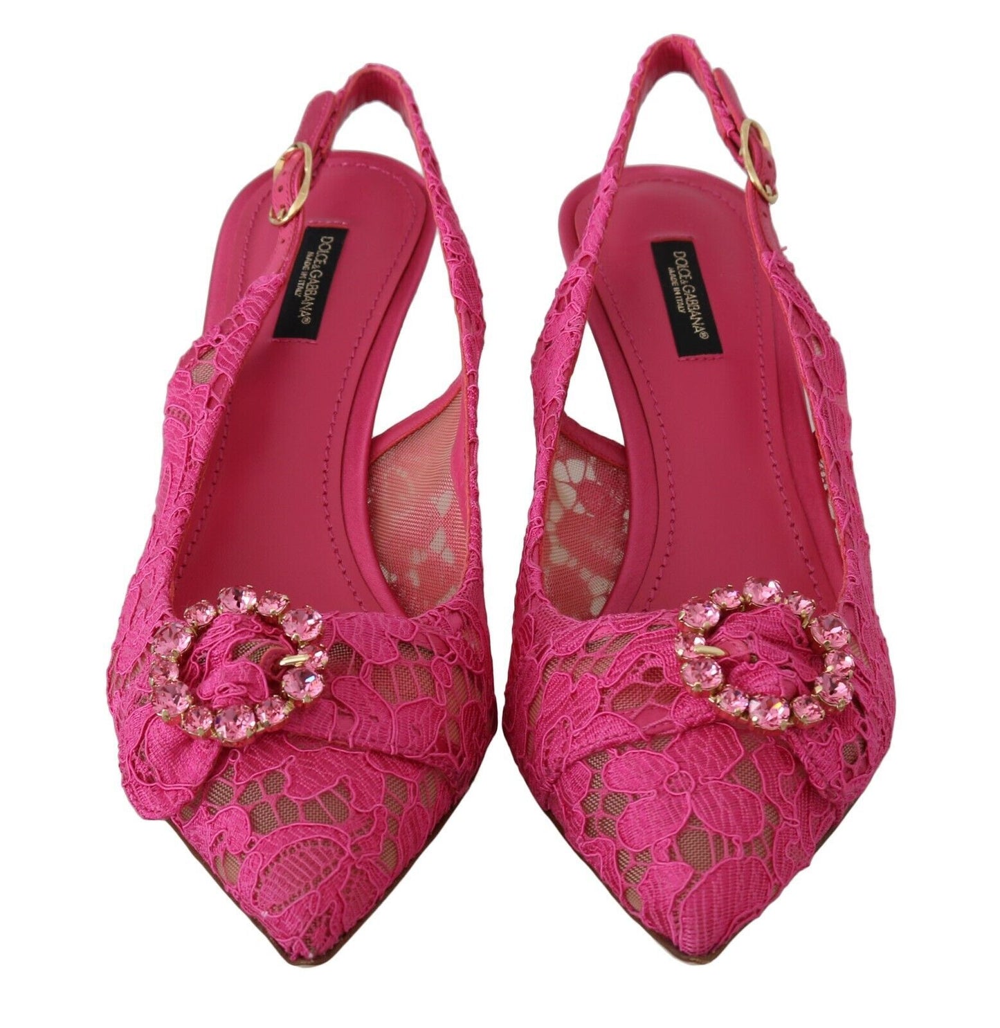 Dolce & Gabbana Elegant Pink Lace Slingback Heels