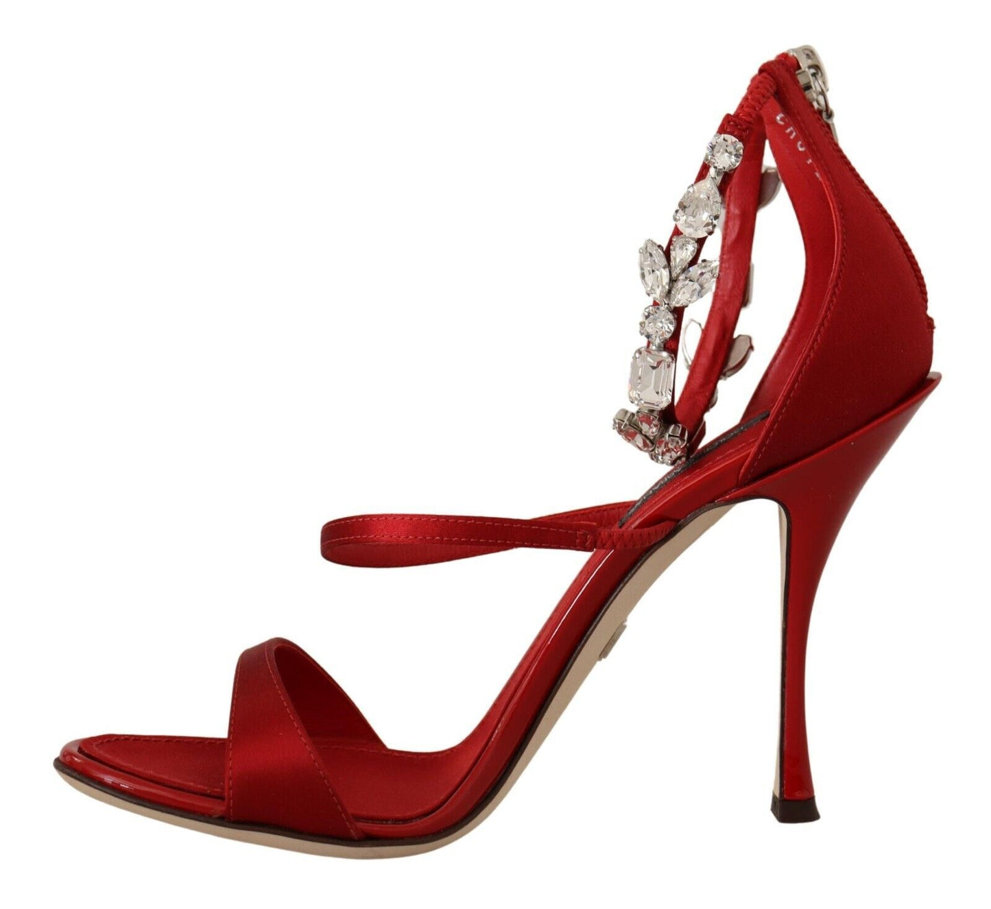 Dolce & Gabbana Crystal-Embellished Red Heeled Sandals