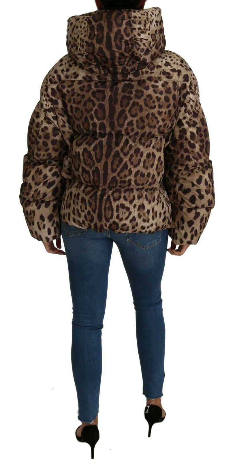 Dolce & Gabbana Elegant Leopard Print Puffer Coat