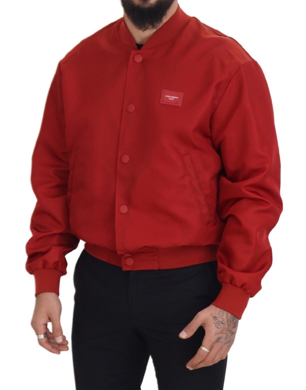 Dolce & Gabbana Radiant Red Nylon Bomber Jacket