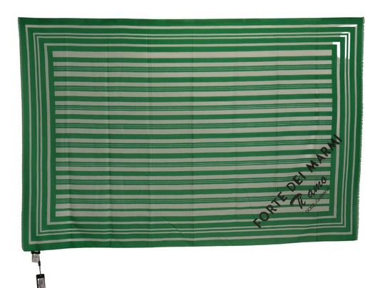 Dolce & Gabbana Elegant Striped Cotton Scarf with Logo Print