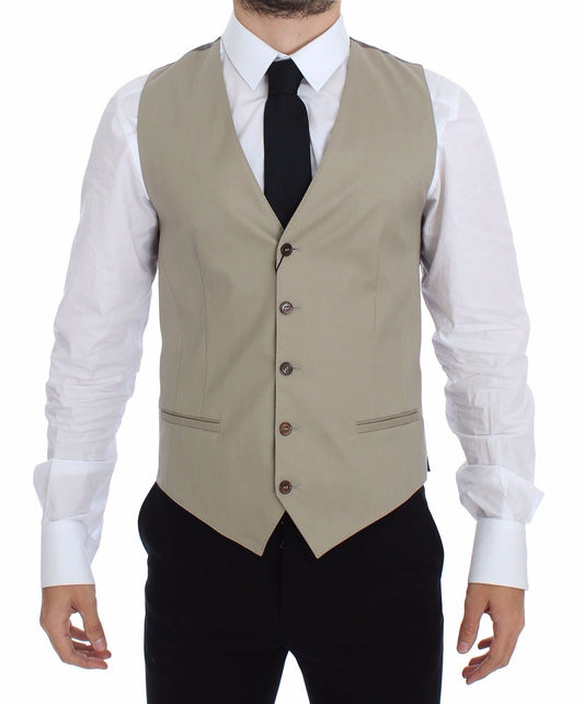 Dolce & Gabbana Beige Cotton Dress Vest Blazer Jacket