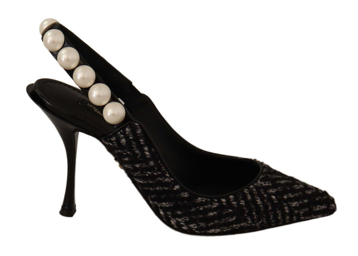 Dolce & Gabbana Elegant Slingback Heels with Faux Pearl Adornments