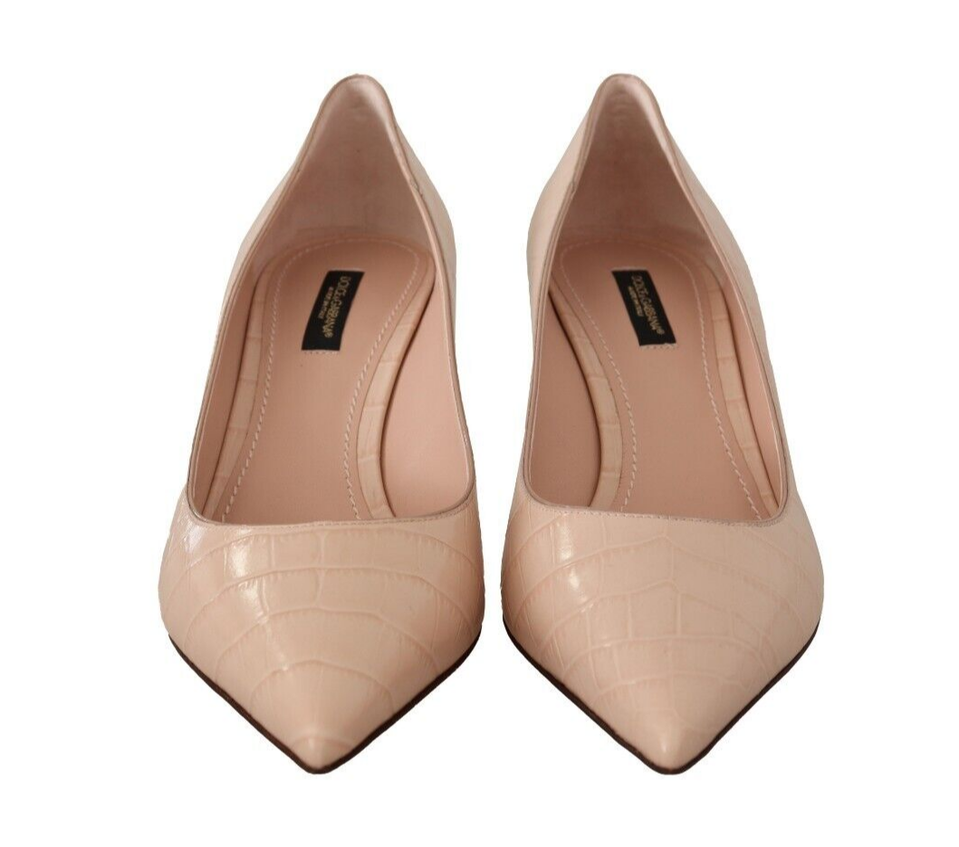 Dolce & Gabbana Elegant Nude Mid-Heel Leather Pumps