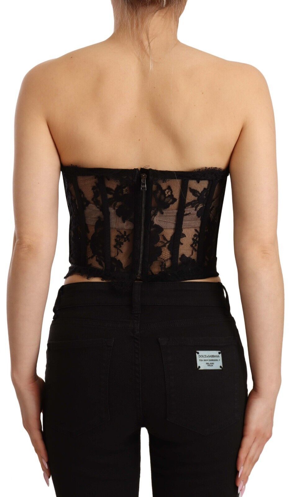 Dolce & Gabbana Elegant Black Cotton Blend Corset Top