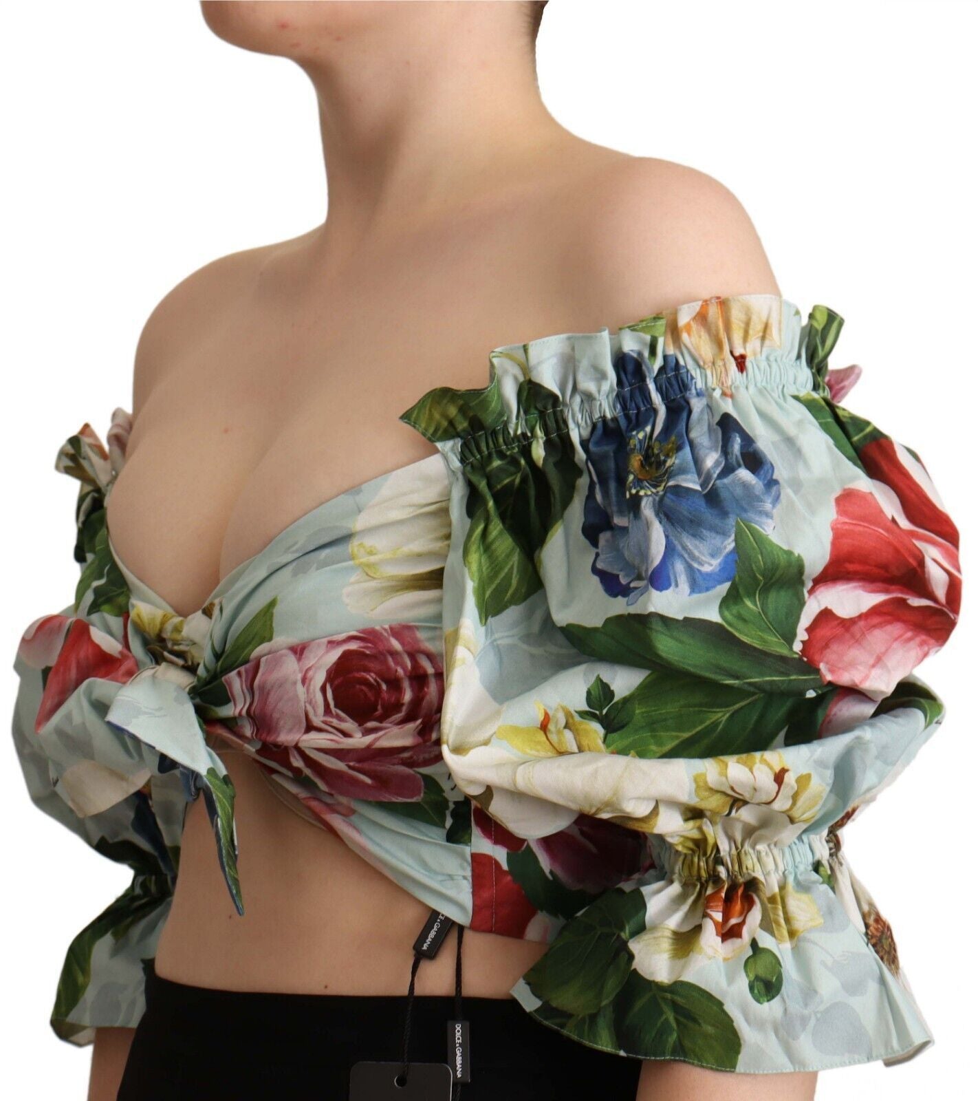 Dolce & Gabbana Chic Floral Open-Shoulder Crop Top